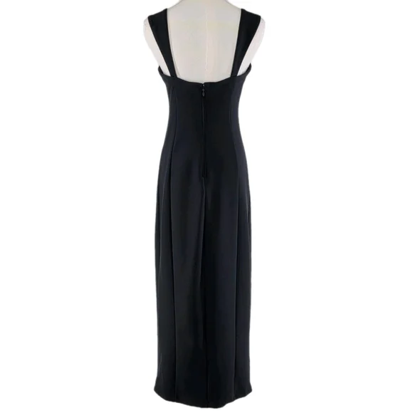 Quiet Luxury Abercrombie Fitch Black Midi Dress Women’s M Sweetheart Neck Slit - Picture 5 of 13